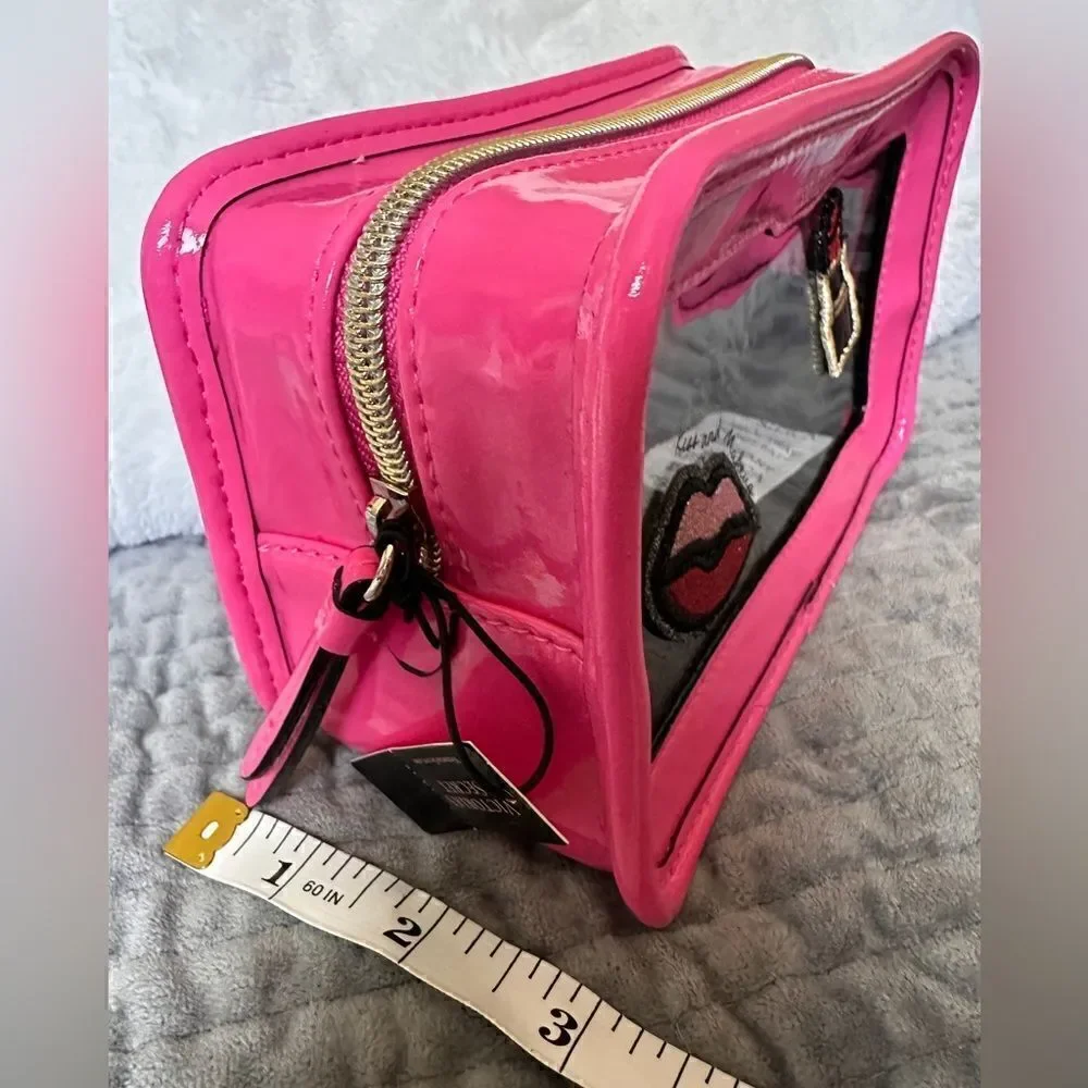 Victoria's Secret Cosmetic Case Clear Pink Patches Beauty Travel Makeup …